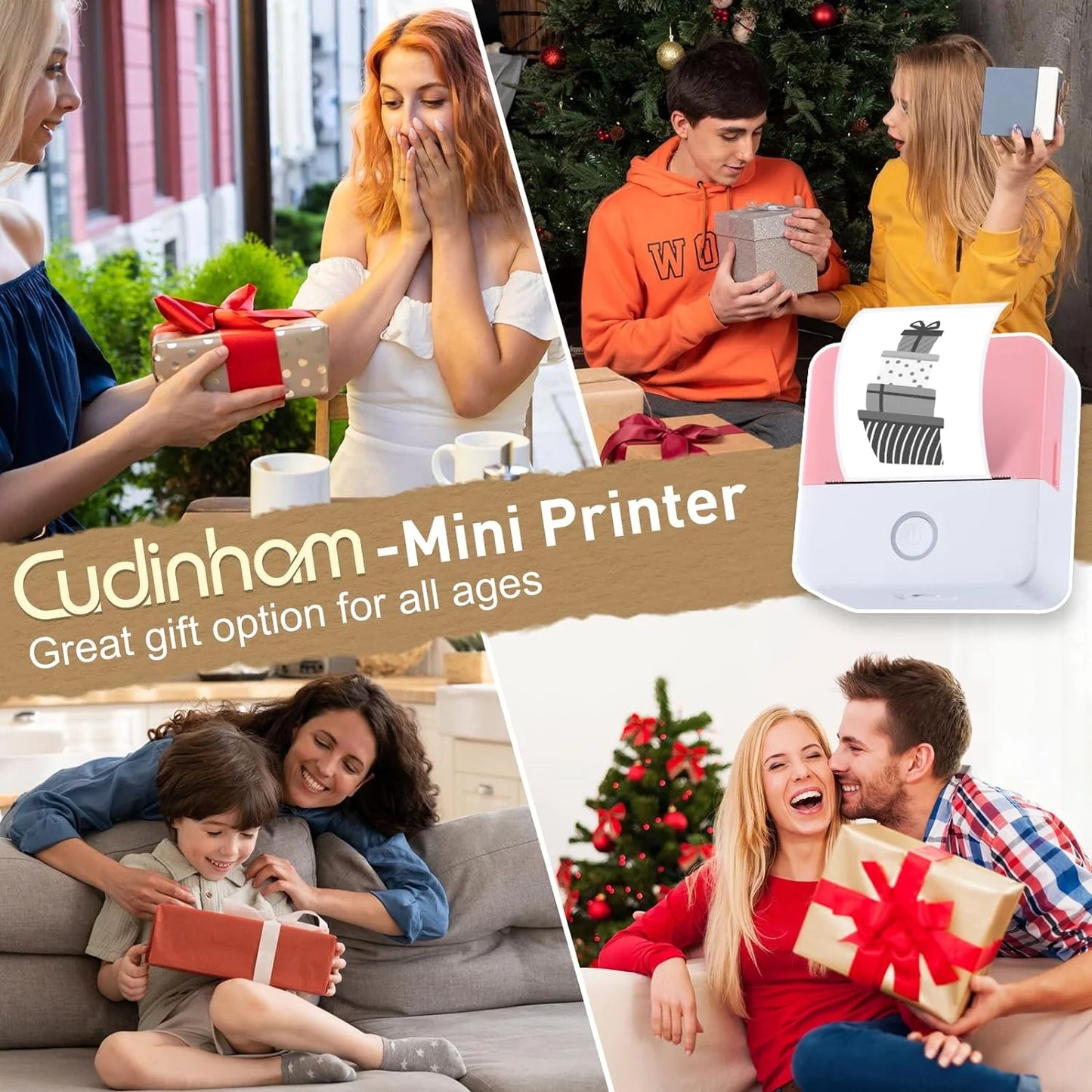 Mini Bluetooth Photo Printer with 10 Rolls Printing Paper