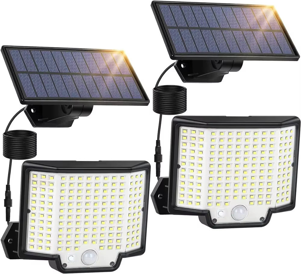 172LED Solar Light Outdoor Waterproof with Motion Sensor Floodlight Remote Control 3 Modes for Patio Garage Backyard