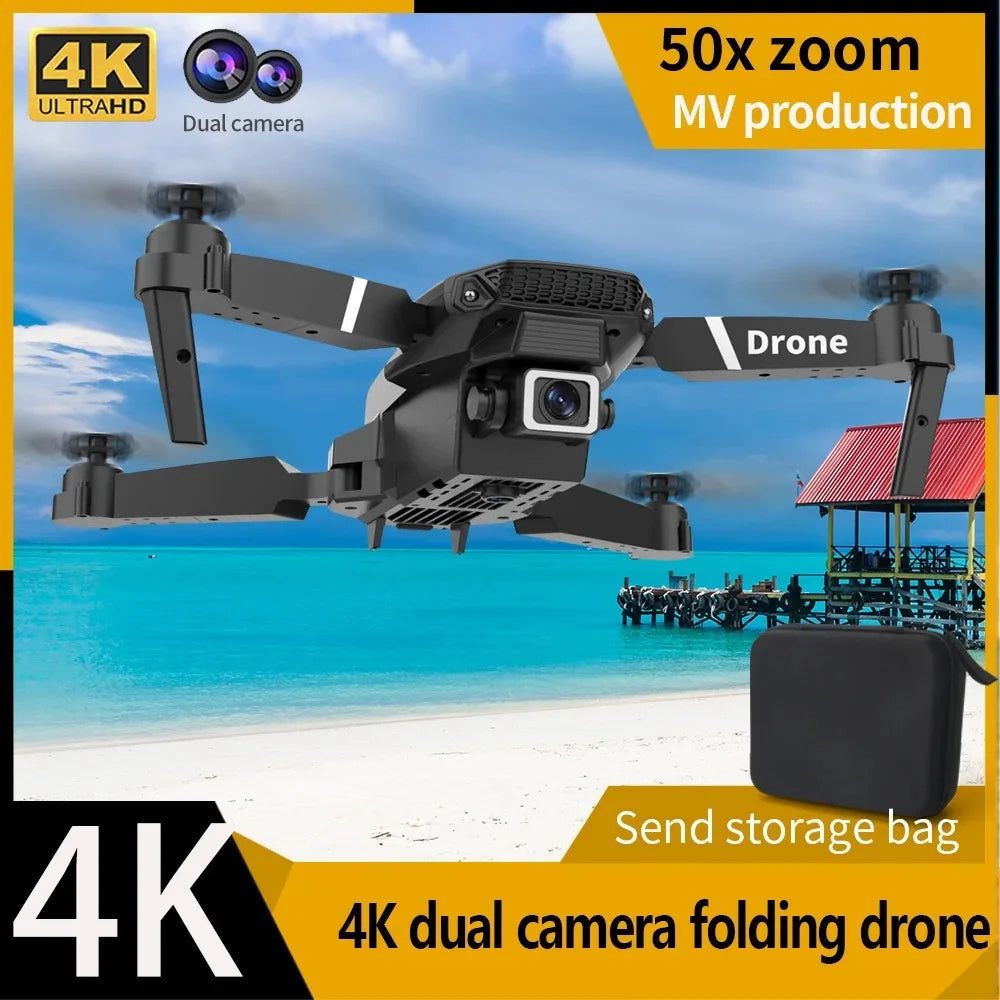 Professional Drone E88 4K Wide-Angle HD 1080P Camera Wifi FPV Height Hold Foldable RC Drone Quadrotor Helicopter Children'S Toys