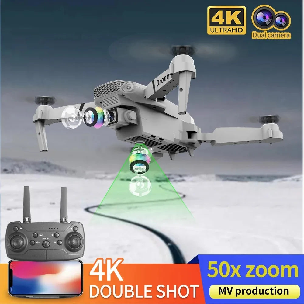 Professional Drone E88 4K Wide-Angle HD 1080P Camera Wifi FPV Height Hold Foldable RC Drone Quadrotor Helicopter Children'S Toys