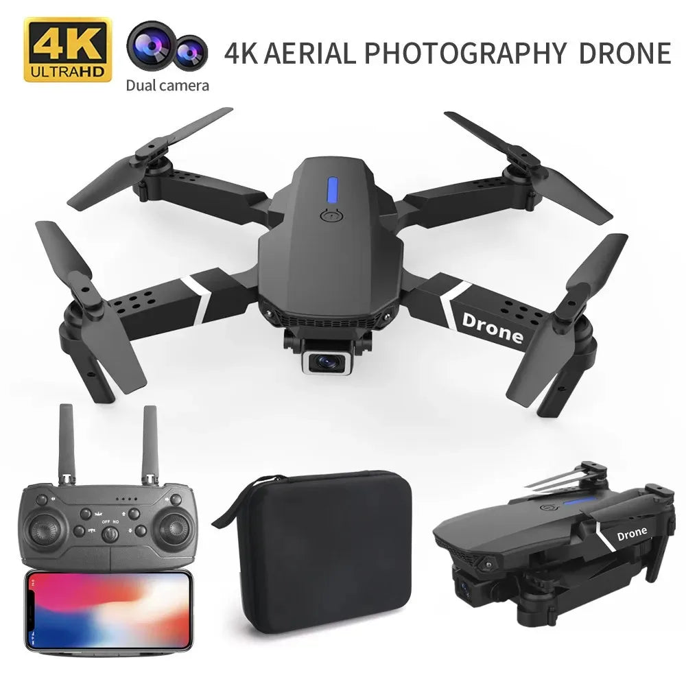 Professional Drone E88 4K Wide-Angle HD 1080P Camera Wifi FPV Height Hold Foldable RC Drone Quadrotor Helicopter Children'S Toys