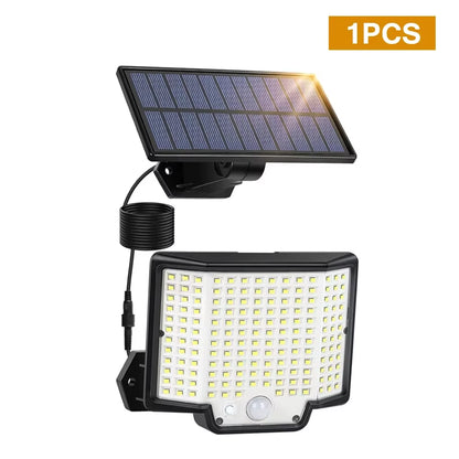 172LED Solar Light Outdoor Waterproof with Motion Sensor Floodlight Remote Control 3 Modes for Patio Garage Backyard